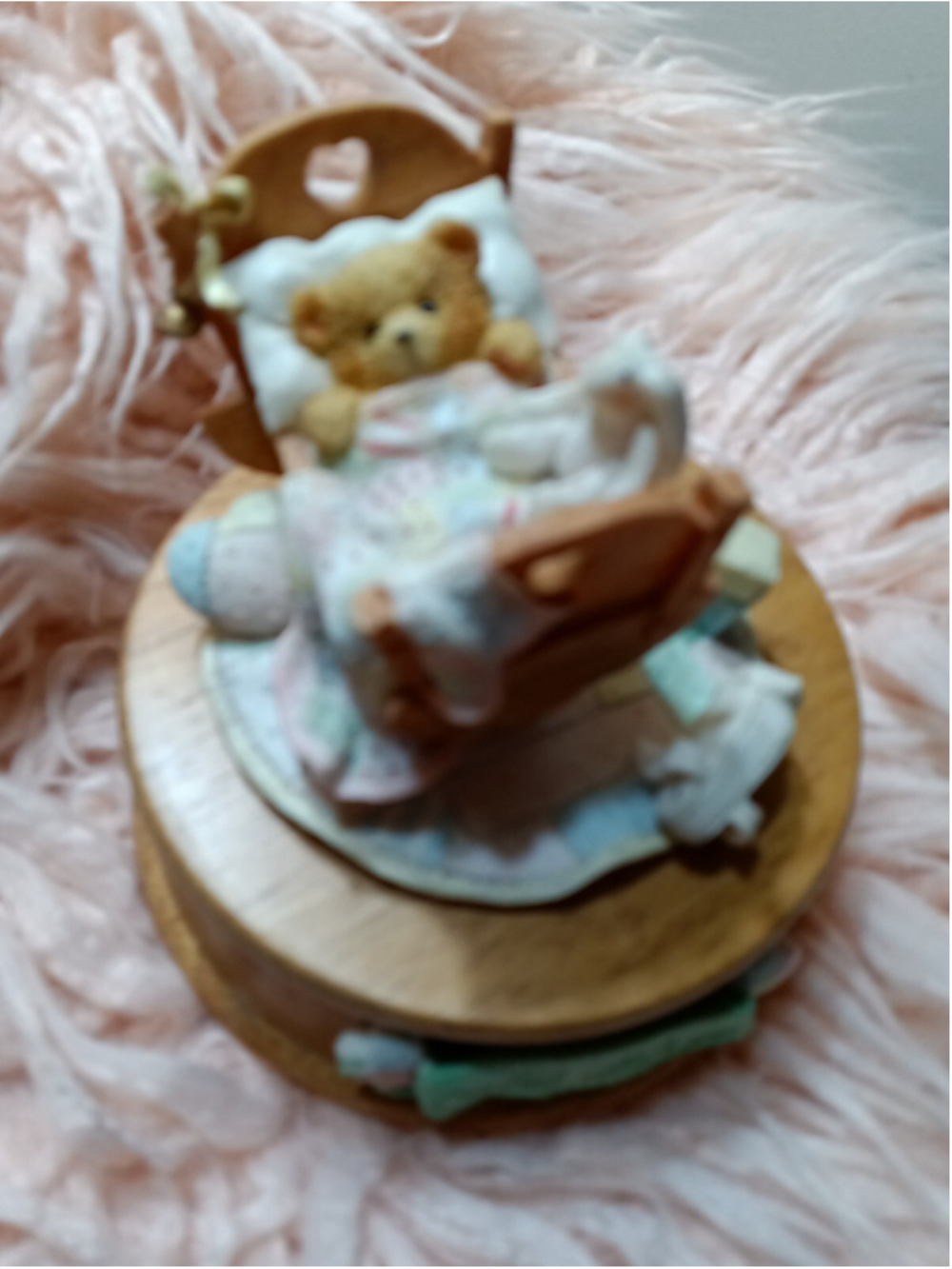 CHERISHED TEDDIES "CRADLED WITH LOVE" BRAHMS LULLABY BABY MUSIC BOX Moves Also